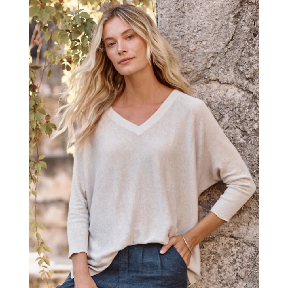 Linen Oversized V-Neck Sweater Linen Oversized V-Neck Sweater
