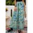Green Floral Print Wide Leg Boho Pants